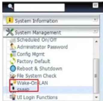 System Information System Management Scheduled On/Off Administrator Password Config Mgmt Factory Default Reboot & Shutdown File System Check Wake-On-LAN SUMP UI Login Functions