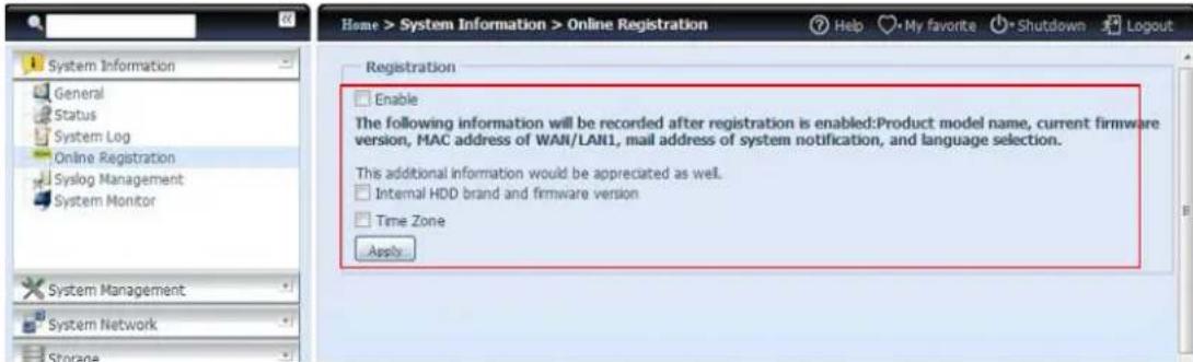 Thecus N10850 - Online-Registrierung - 1