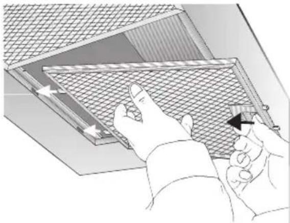 BOSCH DKE925B - Metalen vetfilters verwijderen en aanbrengen: - 1