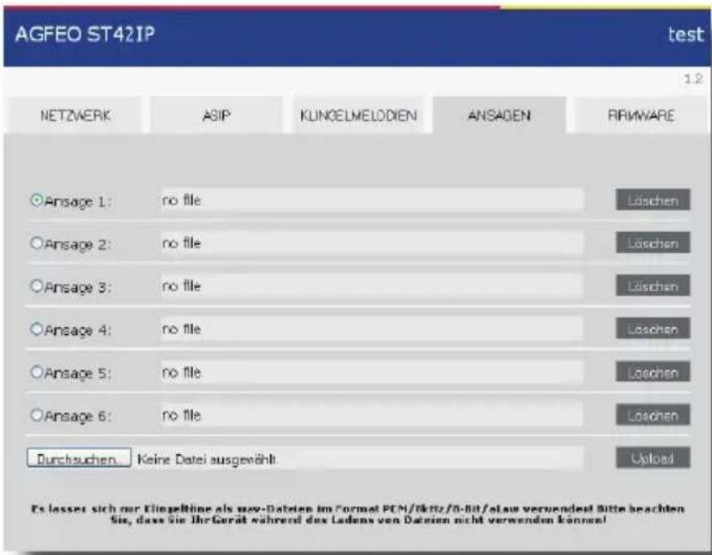AGFEO ST 42 IP AB - Ansagen in ein A-Modul 42 laden - 1