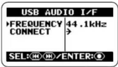 USB AUDIO I/F FREQUENCY CONNECT 44 .1kHz SEL: M/M/ENTER: ©