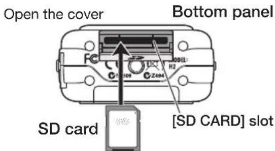 Open the cover Bottom panel FC 109 D2 H2 Z494 SD card [SD CARD] slot