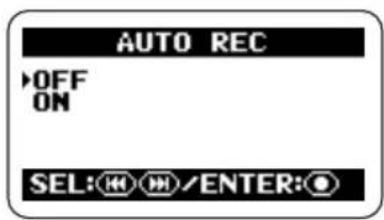 AUTO REC OFF ON SEL: H/M / ENTER: ©