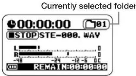 Currently selected folder 00:00:00 STOP STE-000. WAY L R -48 -24 -12 -6 0C REMAIN:00:00:00