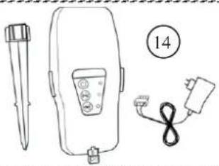 Illustration of a medical or electrical device with a pen, a device with a dial indicator, and a plug (no text or symbols present)