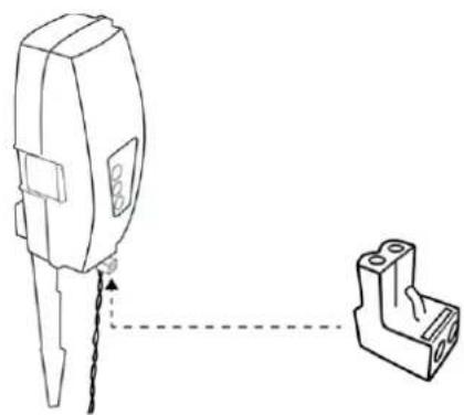 Technical line drawing of a mechanical component with a separate 3D view showing a bracket detail (no text or symbols)