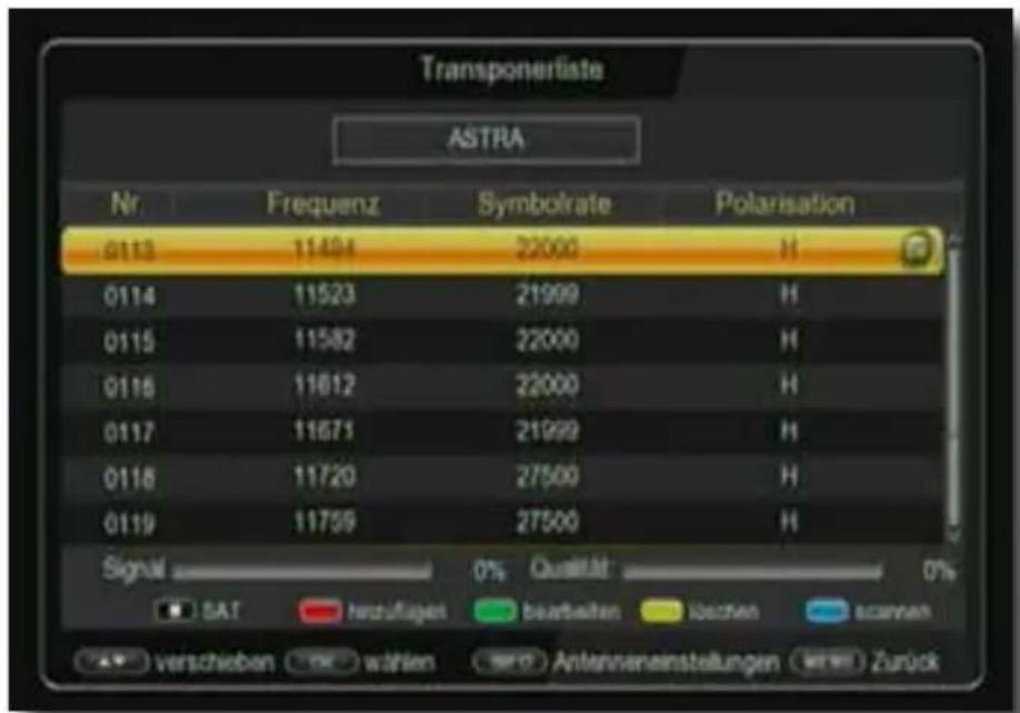 Telestar TD 2522 HD - Transponderliste - 1