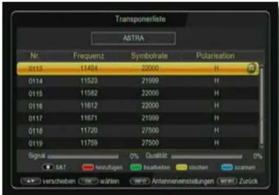Telestar TD 2525 HD - Transponderliste - 1