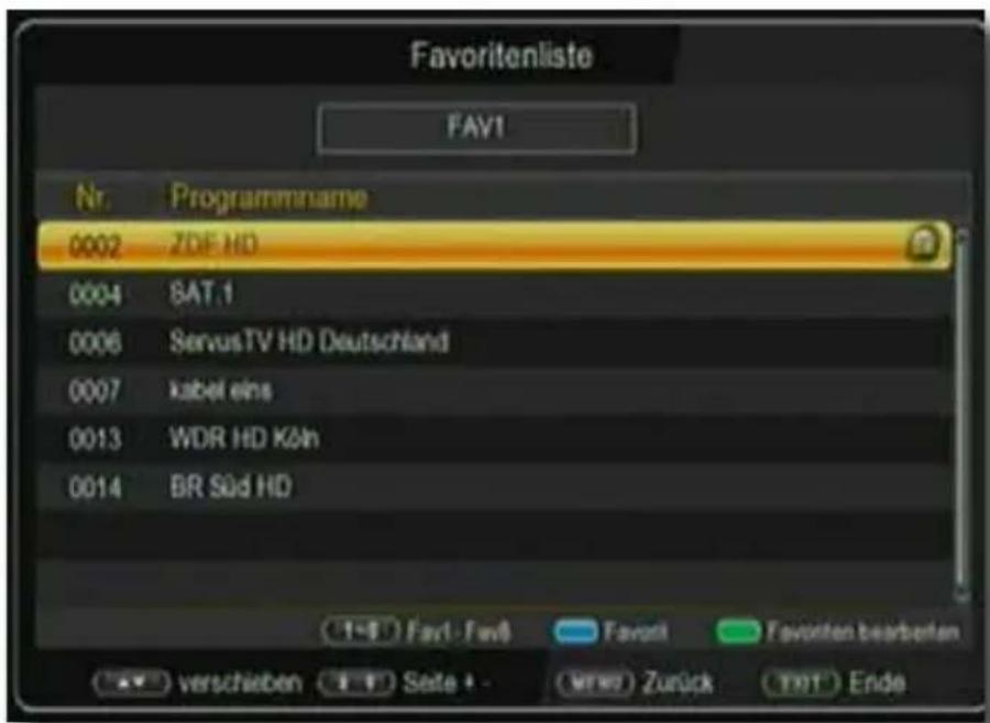 Telestar TD 2525 HD - Programm mit einer Favoritenliste aufrufen - 1