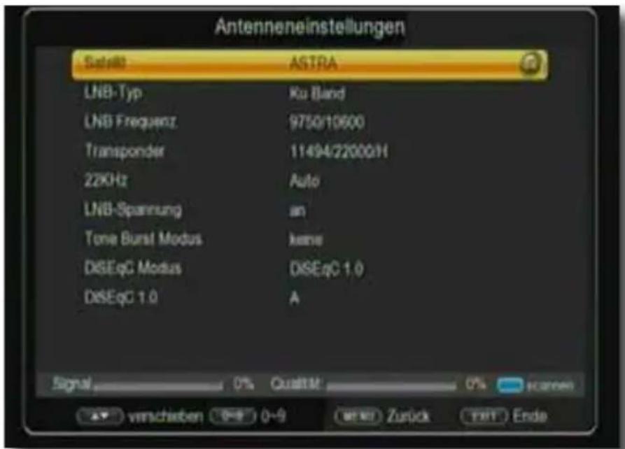 Telestar TD 2525 HD - Antenneneinstellungen - 1