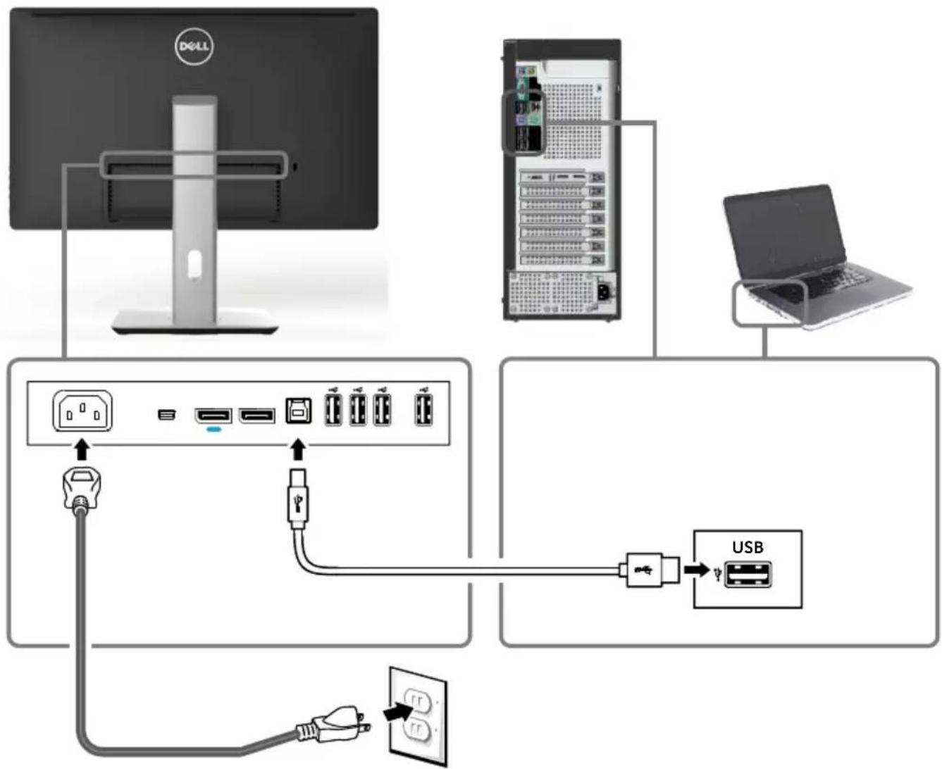 DELL UltraSharp UP2715K - USB 3.0-Kabel anschließen - 1