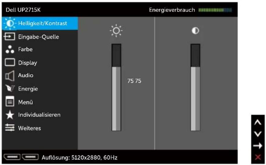 Dell UP2715K Energieverbrauch Helligkeit/Kontrast Eingabe-Quelle Farbe Display Audio Energie Menü Individualisieren Weiteres 75.75 Auflösung: 5120x2880, 60Hz