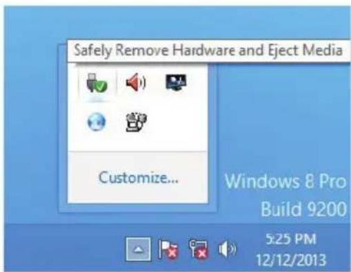 Safely Remove Hardware and Eject Media Customize... Windows 8 Pro Build 9200 5:25 PM 12/12/2013