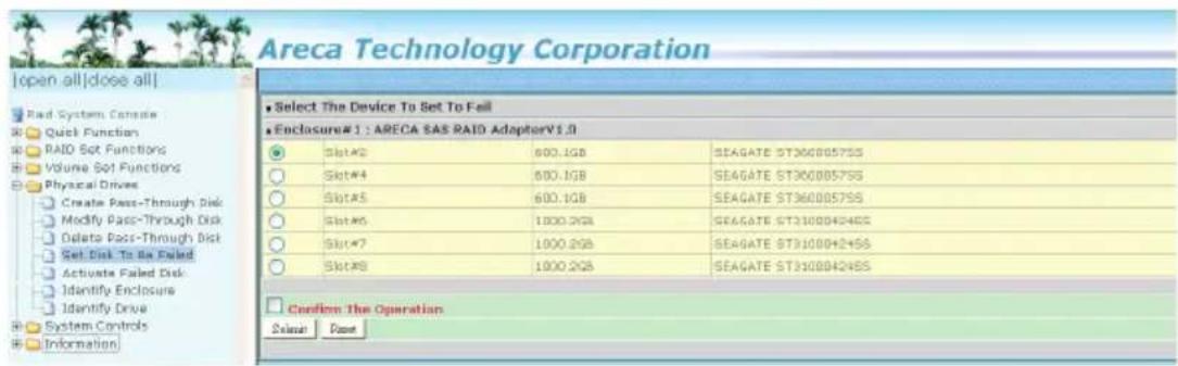Areca Technology Corporation Open all|close all| Rad System Console Quick Function RAID Set Functions Volume Set Functions Physical Drives Create Pass-Through Disk Modify Pass-Through Disk Delete Pass-Through Disk Set Disk To Be Failed Activate Failed Disk Identify Enclosure Identify Drive System Co…
