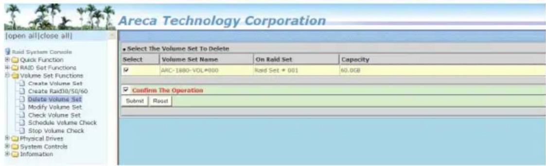 Areca Technology Corporation [open all|close all] Raid System Console Quick Function RAID Set Functions Volume Set Functions Create Volume Set Create Raid30/50/60 Delete Volume Set Modify Volume Set Check Volume Set Schedule Volume Check Stop Volume Check Physical Drives System Controls Information…