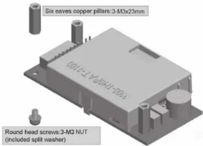 Six eaves copper pillars:3-M3x23mm Round head screws:3-M3 NUT (included split washer)