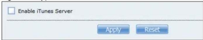 Enable iTunes Server Apply Reset
