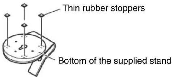 Thin rubber stoppers Bottom of the supplied stand