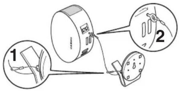 Diagram showing three labeled parts of a device with numbered annotations, likely illustrating a mechanical or electrical assembly.