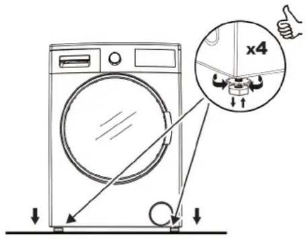 VESTEL CKA-XXL 9614 TE - Placing the machine and adjusting the adjustable foot - 1