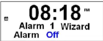 08:18 Alarm 1 Wizard Alarm Off