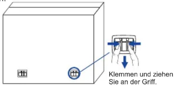 Klemmen und ziehen Sie an der Griff.