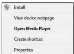 Install View device webpage Open Media Player Create shortcut Properties