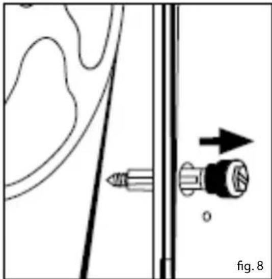 Diagram showing a tool interacting with a mechanical component, labeled 'fig. 8' (no text or symbols on the diagram itself)