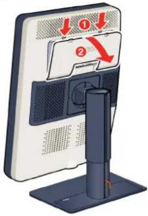 Diagram showing a computer monitor with labeled parts and directional arrows indicating movement or change.