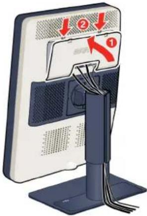 Diagram showing a computer monitor with labeled parts and directional arrows indicating movement or change.