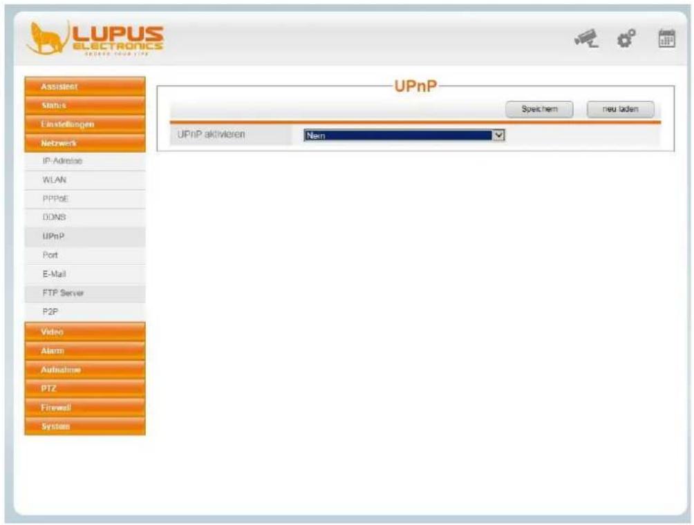 LUPUS ELECTRONICS SAMSUNG KONKUNG UPnP Speichem neu laden UPnP aktivieren: Nem