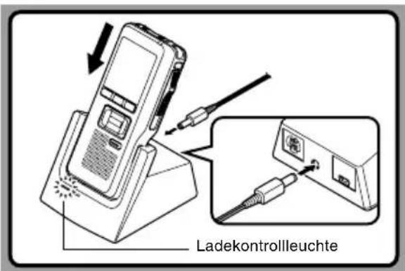 OLYMPUS DS-5000ID - Stecken Sie den Rekorder wie abgebildet fest in die Basisstation. - 1