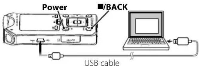 Power ■/BACK USB cable
