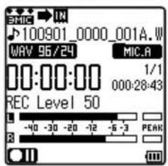 SMIC → IN 100901_0000_001A.W WRV 95/24 MIC.A 00:00:00 1/1 000:28:43 REC Level 50 -40 -30 -20 -12 -6 -3 PEAK