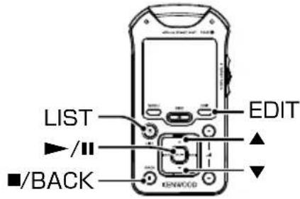 LIST EDIT /II ■/BACK KENWOOD