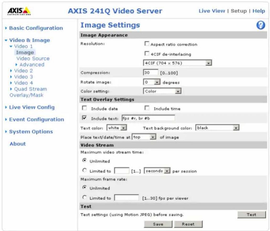 AXIS 241S - Video- und Bildeinstellungen - 1