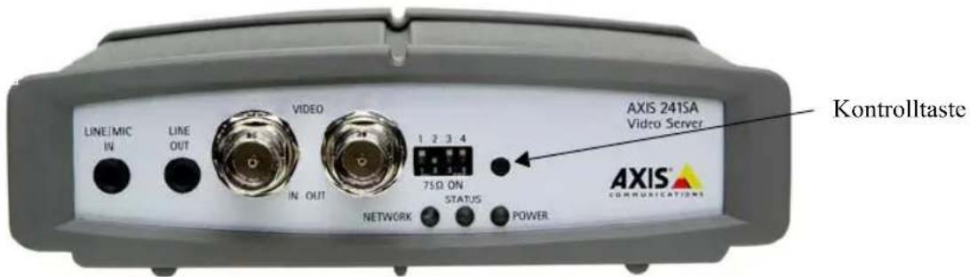 LINE/MIC IN LINE OUT VIDEO IN OUT 75Ω ON NETWORK STATUS POWER AXIS 241SA Video Server Kontrolltaste AXIS COMMUNICATIONS