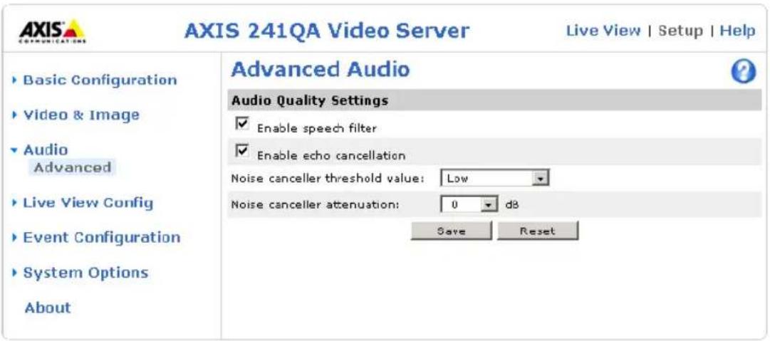 AXIS 241S - Erweiterte Audio-Einstellungen (Advanced Audio) - 1