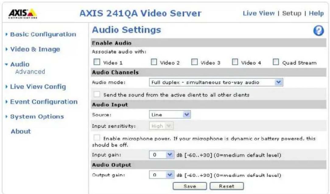 AXIS 241S - Audio-Einstellungen (Audio Settings) - 1