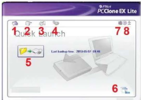 Fantec MR-CopyDU3e - Verwenden der Backup Software - Hauptmenü - 1