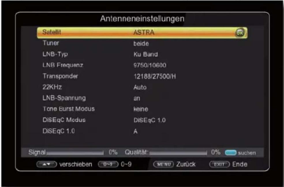 Telestar TD 2530 HD - Antenneneinstellungen - 1