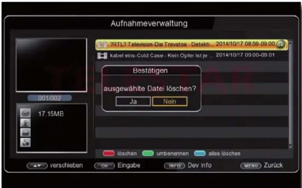 Telestar TD 2530 HD - Aufnahmeverwaltung - 1