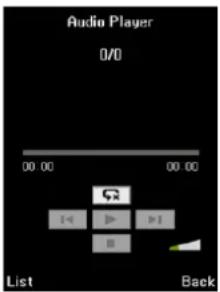 Audio Player 0/0 00.00 00.00 List Back