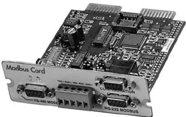 Modbus Card TX+ RXD+ TX- RX- SNR+ TD+ RXD+ TX- RX- SNR+ RS-485 MODE RS-232 MODBUS CONFIGURATION