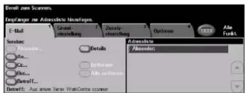 Dereit zum Scramen. Empfänger zur Adressliste Niederlagen. E-Mail Grund einstellung Zinsatz einstellung Options EBIT Alle Funkt Sensions Formulas... Details Abservizi: An... Enferenz Afu erfasen Befraff... Dataflow: Auf anzuene Name WebContra scrimen