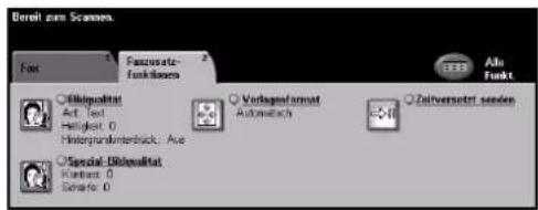 Dereit zum Scannen. Fax Passzvatz- funktionen 3.00 Ali Funkt Obligualität Act. Text Helliger 0 Historgrundunterstück, Ave VerkategorieFormat Automatisch Zeitversetzt senden Special: Utilqualität Kurzter 0 Schäfer 0