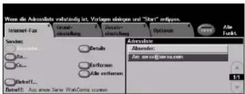 Were die Adressliste verständig ist. Vorlagen einlagen und "Start" erlöpen. Internet-Fat Grund- bezeichnung Anzahl- bezeichnung Options Alle Fußt. Sendem: Details Absender: Au: www.don.com Befel... Details Auf dem Name WebComms screen 1:1