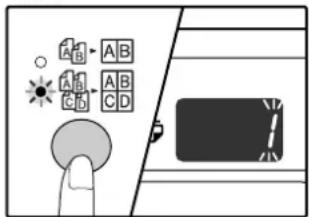 Diagram showing a hand pointing at a button with icons labeled A, B, C and symbols including sun, arrows, and letter blocks.