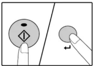 Diagram showing finger pressing a button with an exclamation mark and directional arrow indicating rotation or adjustment.