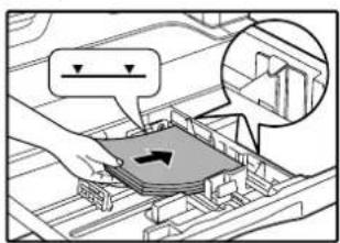 Diagram showing a hand pressing a component with directional arrows and a magnified inset highlighting a specific area.